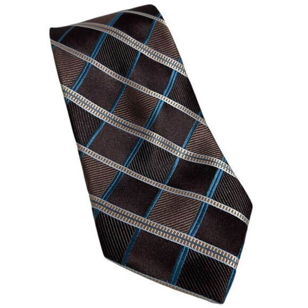 Michael Kors Chocolate Brown and Blue‎ Striped Tie